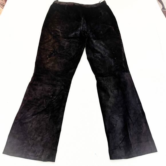 Lord & Taylor Black Suede Leather Flare Leg Pants Size 8 EUC - Picture 3 of 7